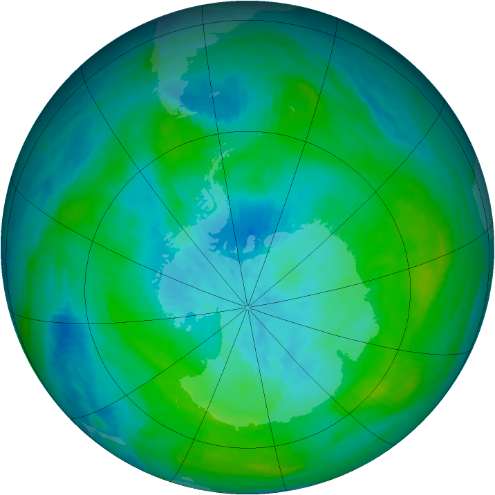 Antarctic ozone map for 24 February 1982